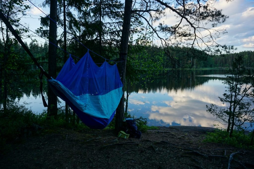 sleeping on a hammock